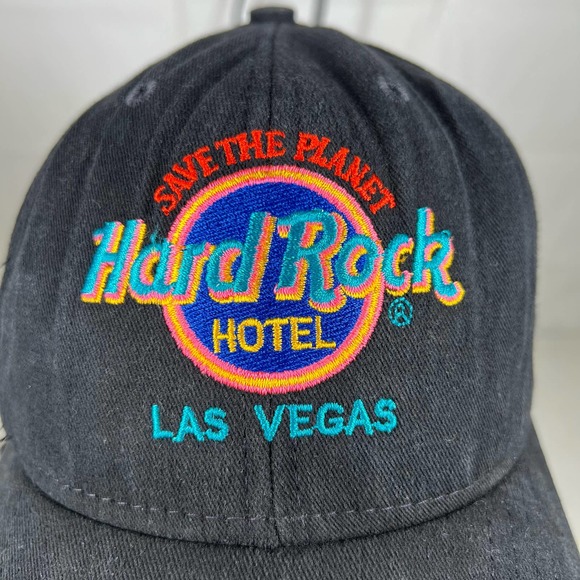 Vintage Black Hard Rock Las Vegas Snap Back Baseball Hat Skater Streetwear Retro - Picture 6 of 7